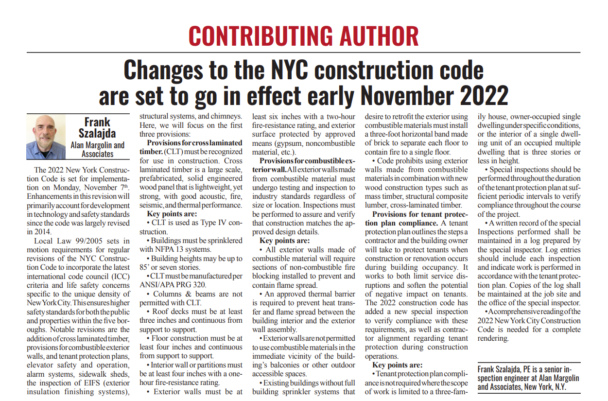 2022 NYC CONSTRUCTION CODE OVERVIEW & CHANGES